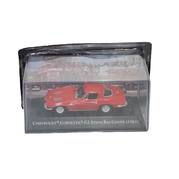 1963 CHEVROLET CORVETTE C2 STING RAY COUPÉ AMERICAN CARS DeAGOSTINI 1:43 CASE ACRILICO