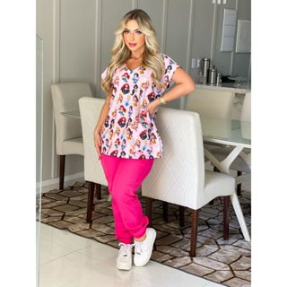 Blusa Bata Scrub Pijama Cirúrgico Estampado - PRINCESA- Psicologia, Odontologia, Fonoaudiologia, Medicina, Enfermagem, Area da Saude
