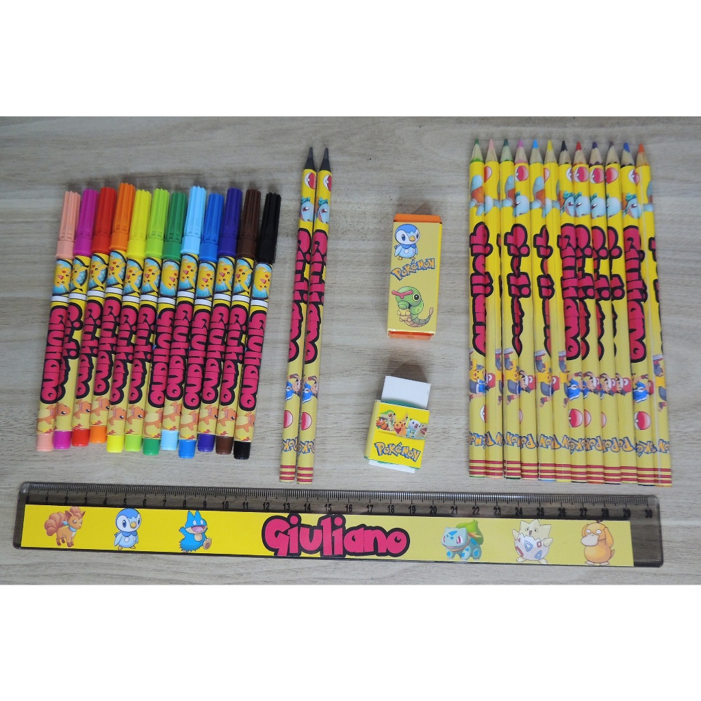 Material Escolar Personalizado Pokemon em Oferta na Shopee