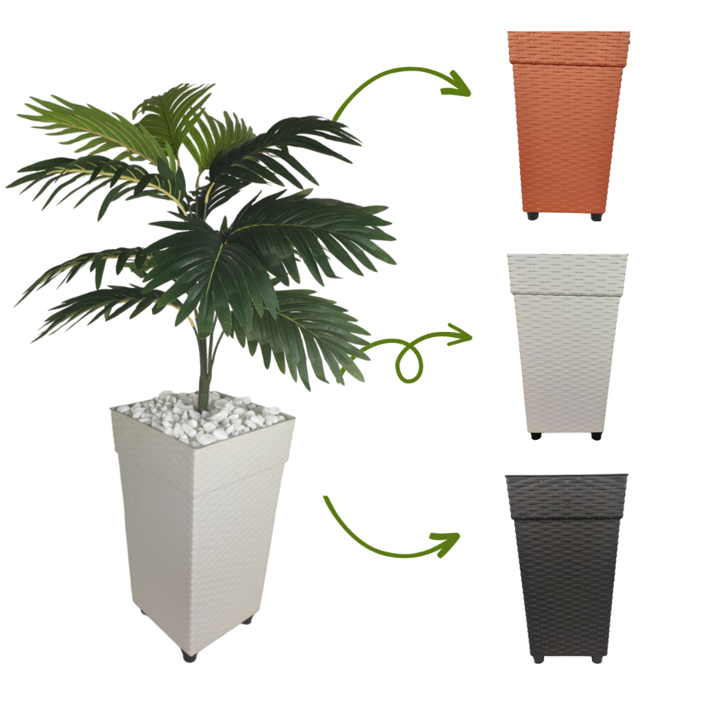 Planta Artificial Palmeira Arranjo + Vaso Grande Rattan Decoraçao Casa Enfeite em Oferta na Shopee
