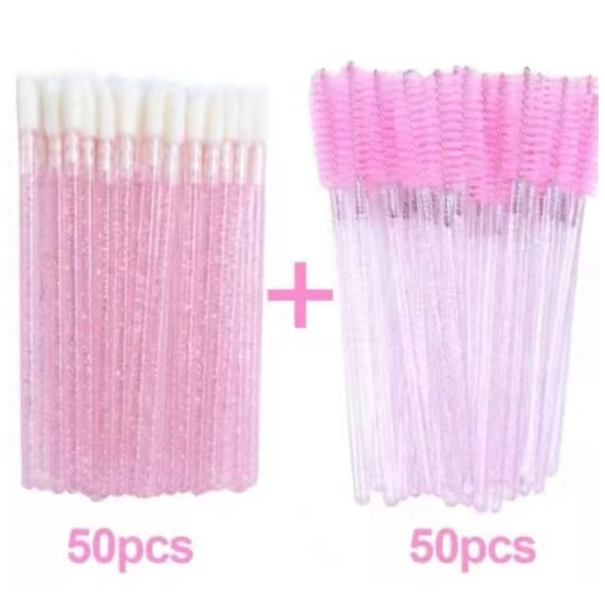 Kit Com Glitter 50 Escovinha + 50 Pincel Aplicador Gloss