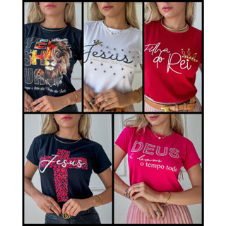 Blusa t shirt feminina moda evangélica algodão camisa