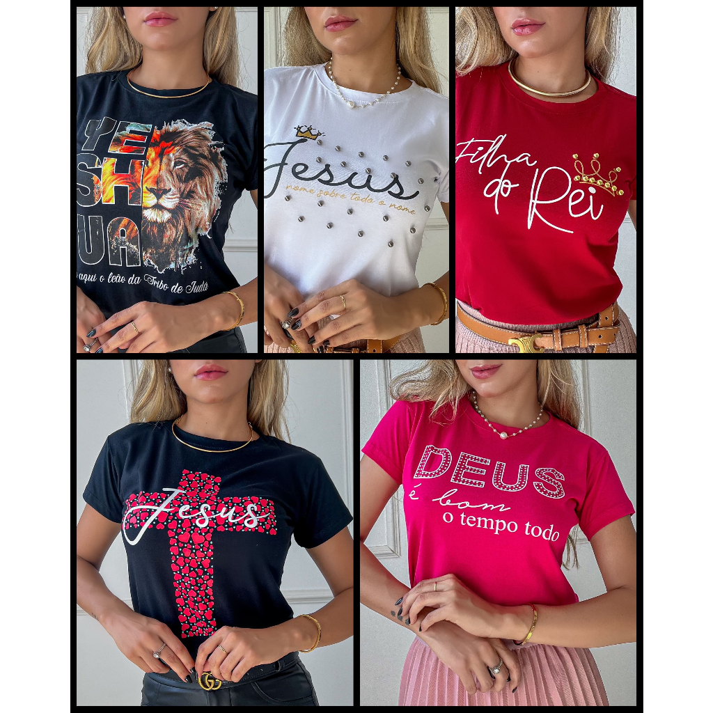 Blusa tshirt feminina moda evangélica algodão camiseta estampada