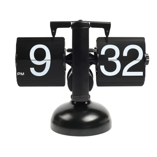 Relógio de Mesa Vintage Mecânico Giratório Retro Decorativo Estilo Europeu