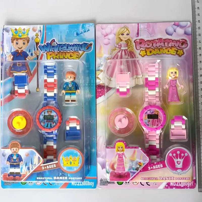 Relogio Infantil De Pulso Princesa Rosa/ Príncipe Mini Boneco de Lego