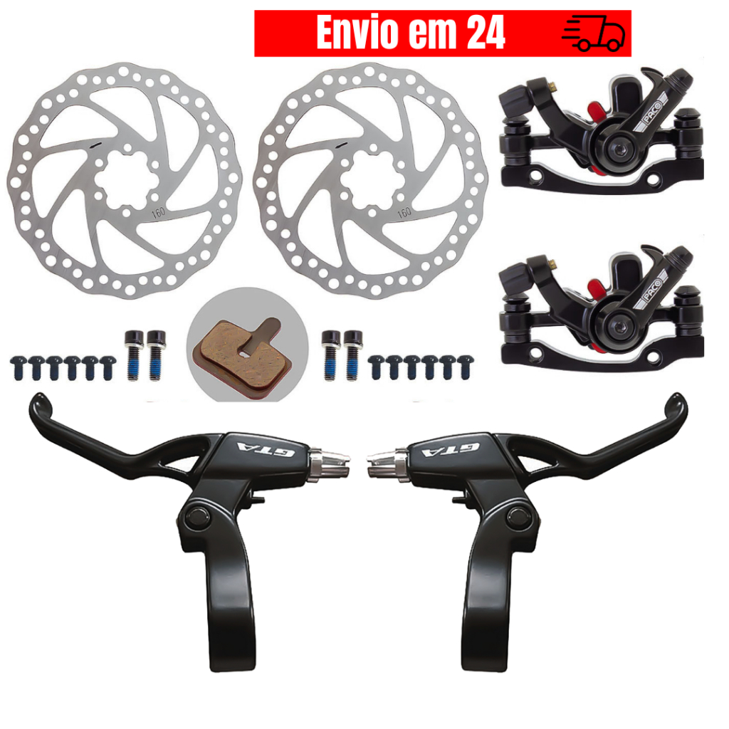 Freio Disco Bike Mecanico Disco Pinca Rotor Par Manete Macaneta Aluminio Bicicleta em Oferta na Shopee