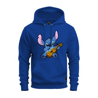 Blusa Moletom lil E Stch Violão Desenho Feminino Listras Mangas Novidade