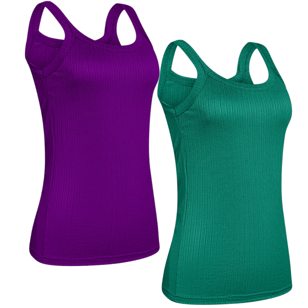 Kit 2 Regatinhas Feminina Blusas Canelada Alça Fina Com Elastano s/ Bojo