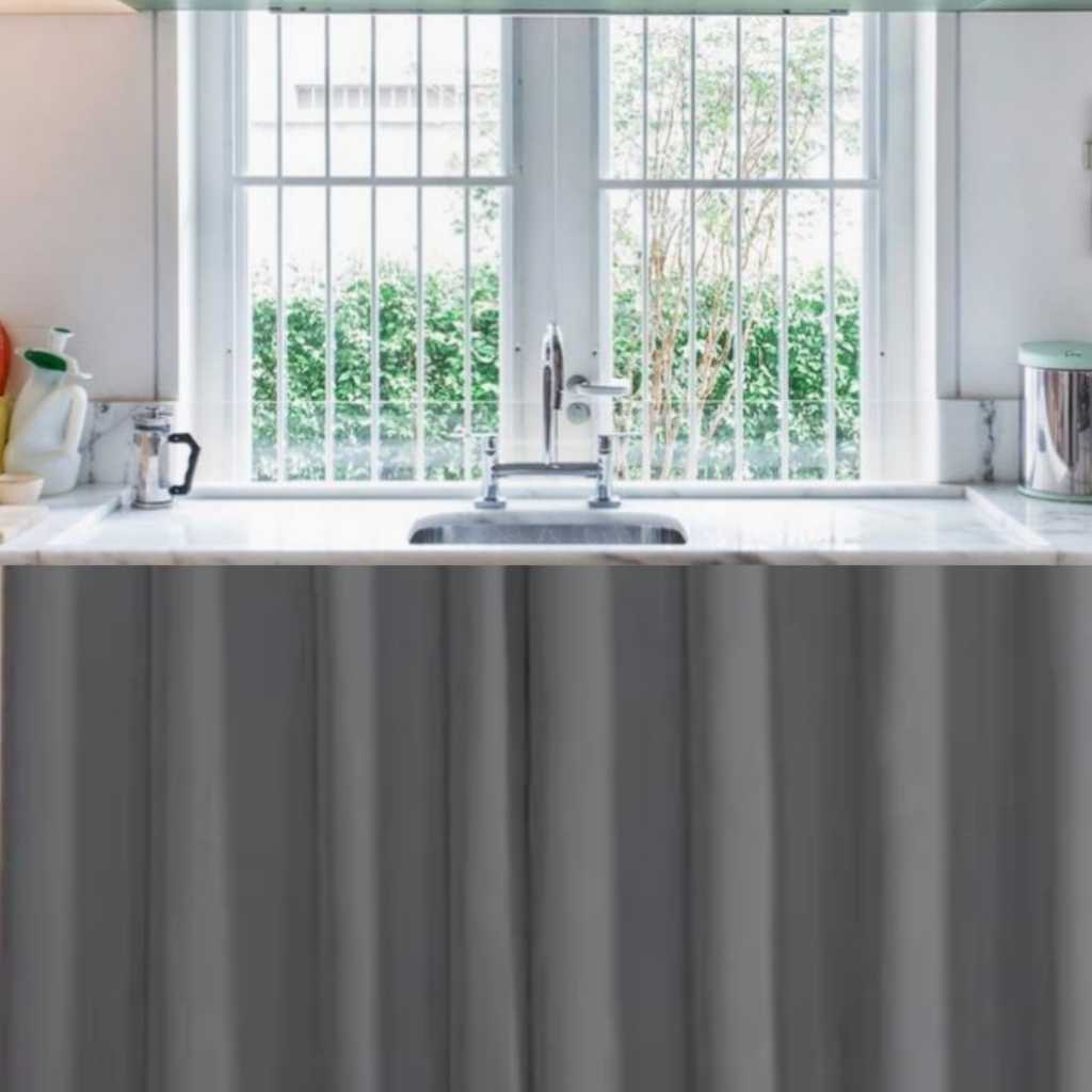 Cortina de pia 1,20 x 0,90 Tecido Oxford liso decoração de cozinha
