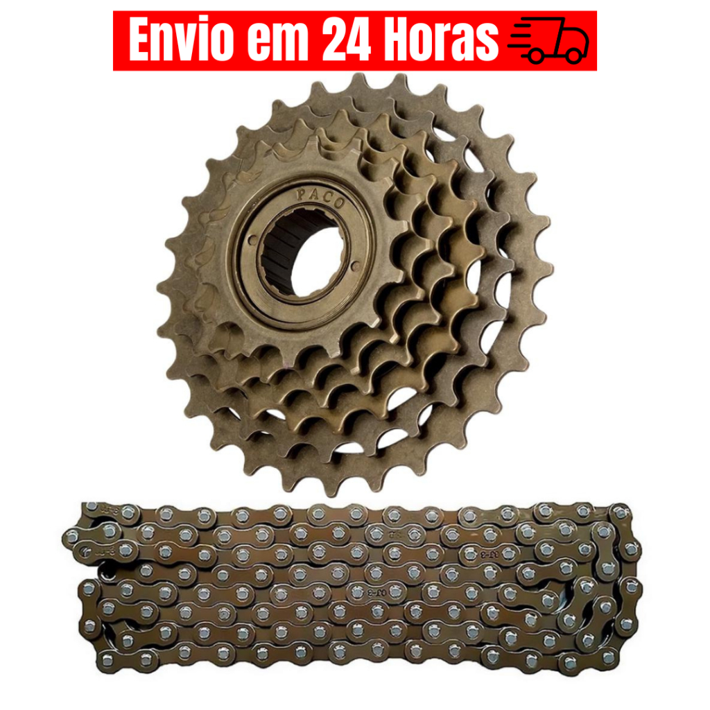 Catraca Roda Livre 6 Velocidades 14/28 Dentes Bike Corrente Fina 18 Marchas 116 Elos 1/2x3/32 Bicicleta