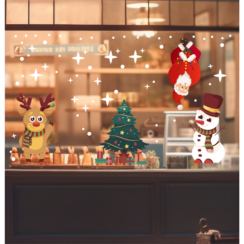 Adesivo Decorativo Para Portas, Vitrine, Parede - NATAL _ PAPAI NOEL - 45cm - VITRINE 1
