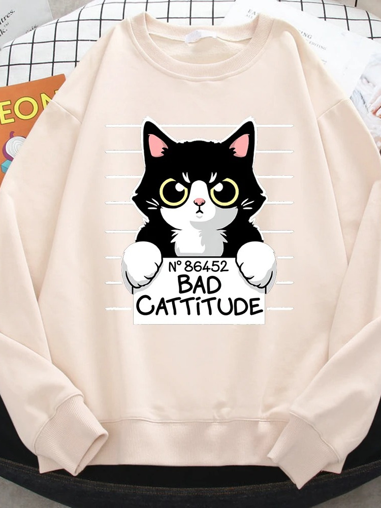 Moletom Gola Redonda Unissex Bad Cattitude Prison Cat