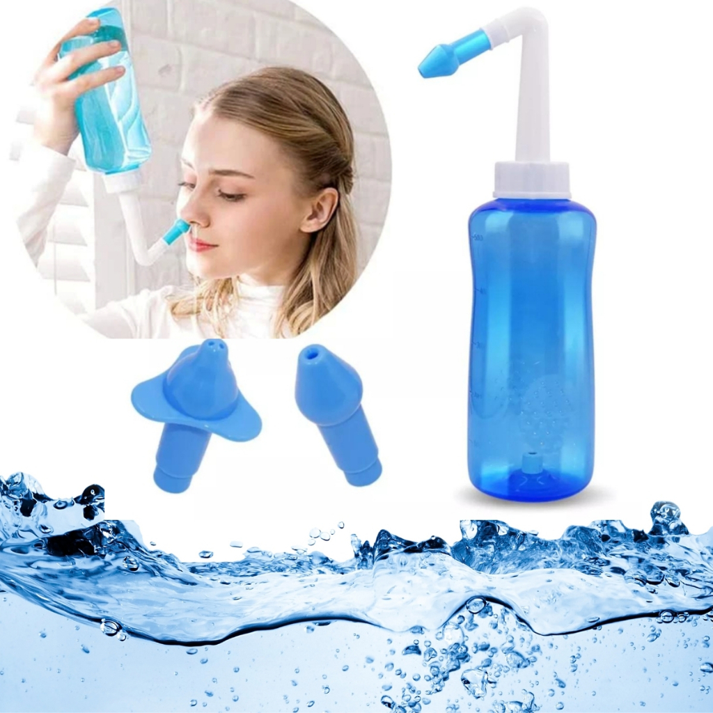 Kit Lavador Nasal Higienizador Lavagem Nariz Ducha Sinusite Rinite Alérgica Garrafa Irrigador 300ml