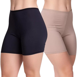 Kit 2 Shorts Anagua Segunda Pele Bermuda Roupa de Baixo Feminina Liso Moda Intima
