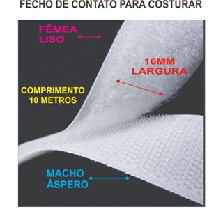 Fecho de contato para COSTURA1,6 cm x 10 metros carrapicho grude macho e fêmea BRANCO ou PRETO