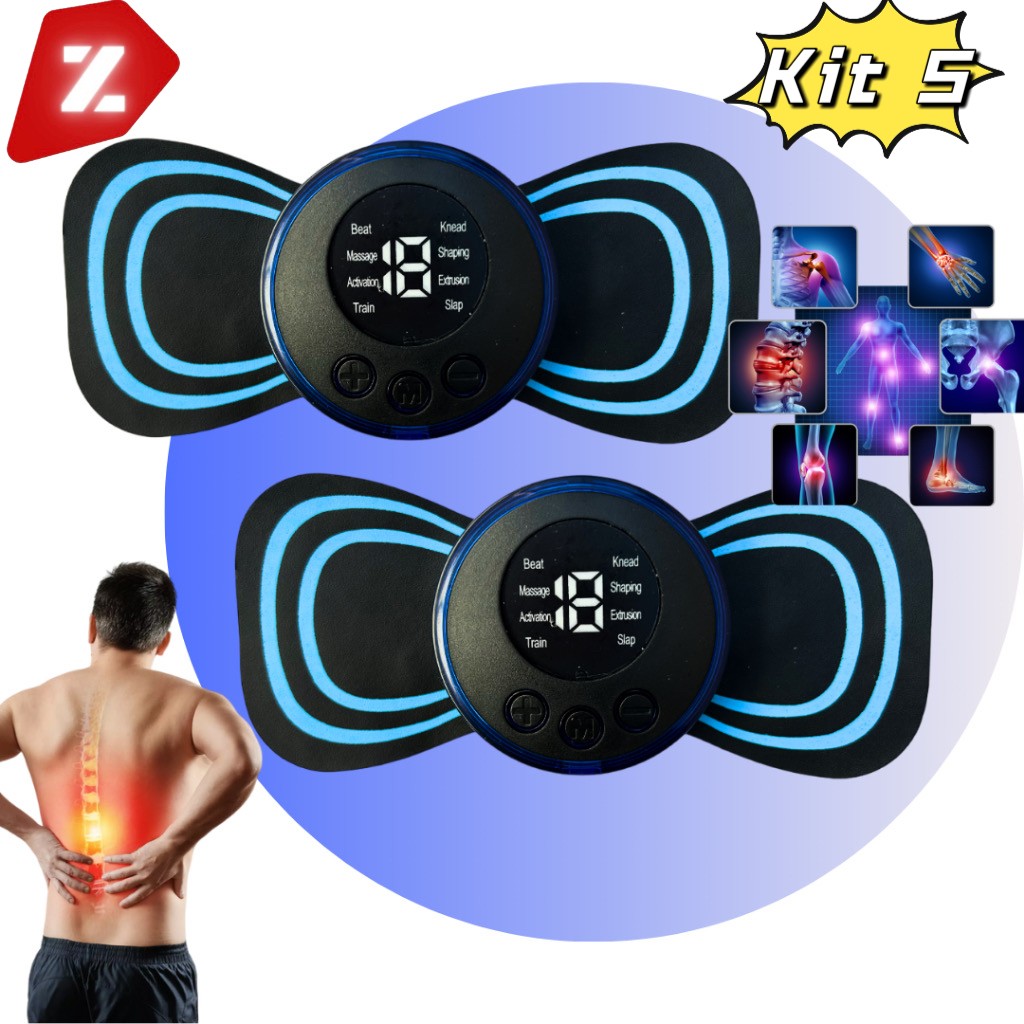 Kit 5 Mini Massageador Elétrico Portátil Cervical EMS Alivia Dores Corpo Pescoço