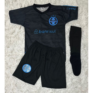 camisa do gremio infantil conjunto do grêmio preta envio imediato não acompanha a meia peça ja a sua