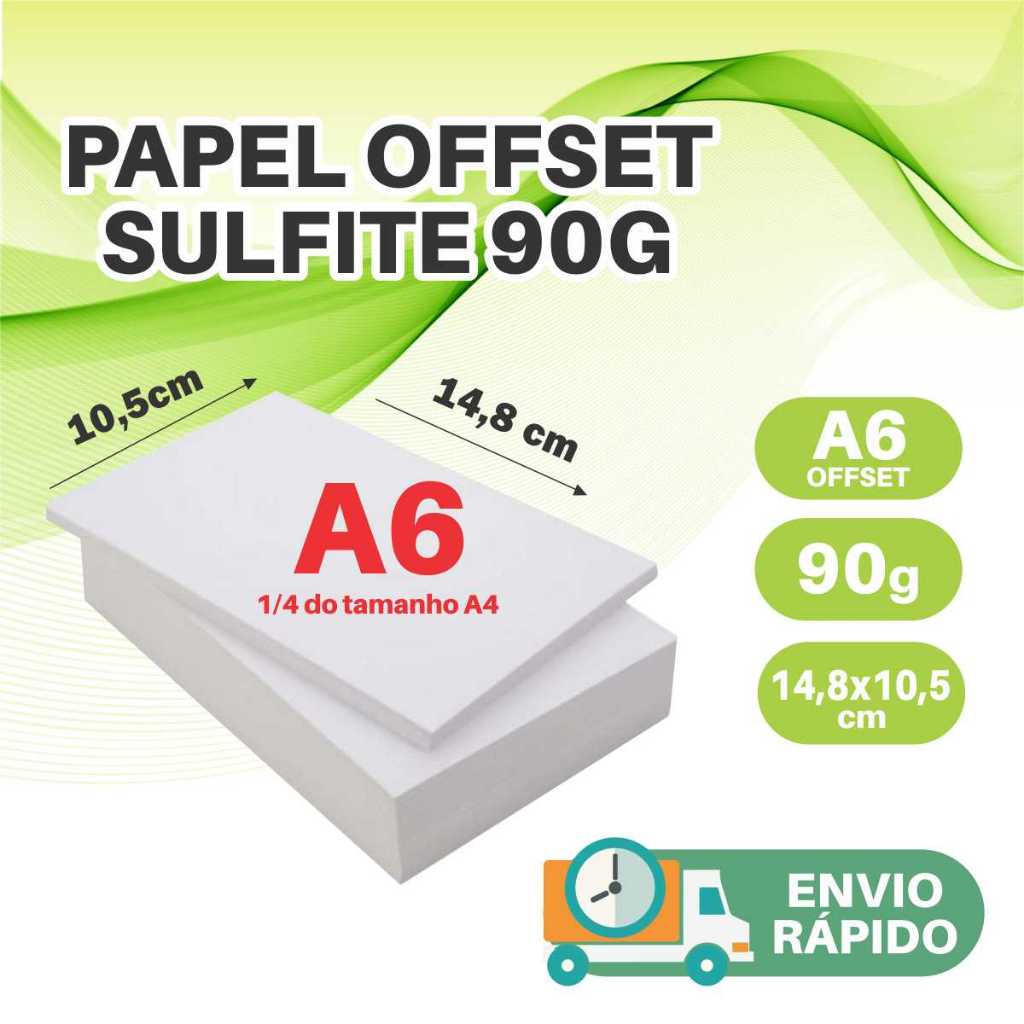 Papel Sulfite Offset A6 90g 500 até 3000 folhas Branco Ótima Qualidade