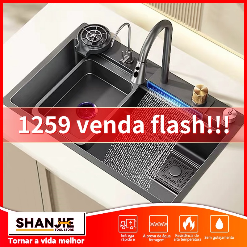 Cuba Cozinha Gourmet 304 Inox/ Ducha Horizontal Torneira Flexível