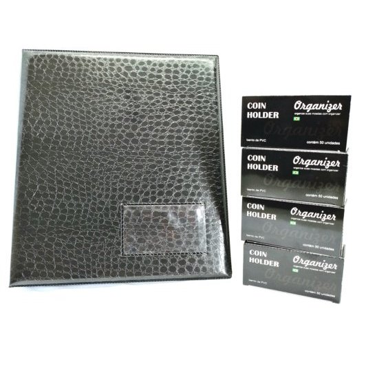 Album para 200 moedas 10 Folhas Bolsos Sem Aba + 200 Coin Holder de Grampear