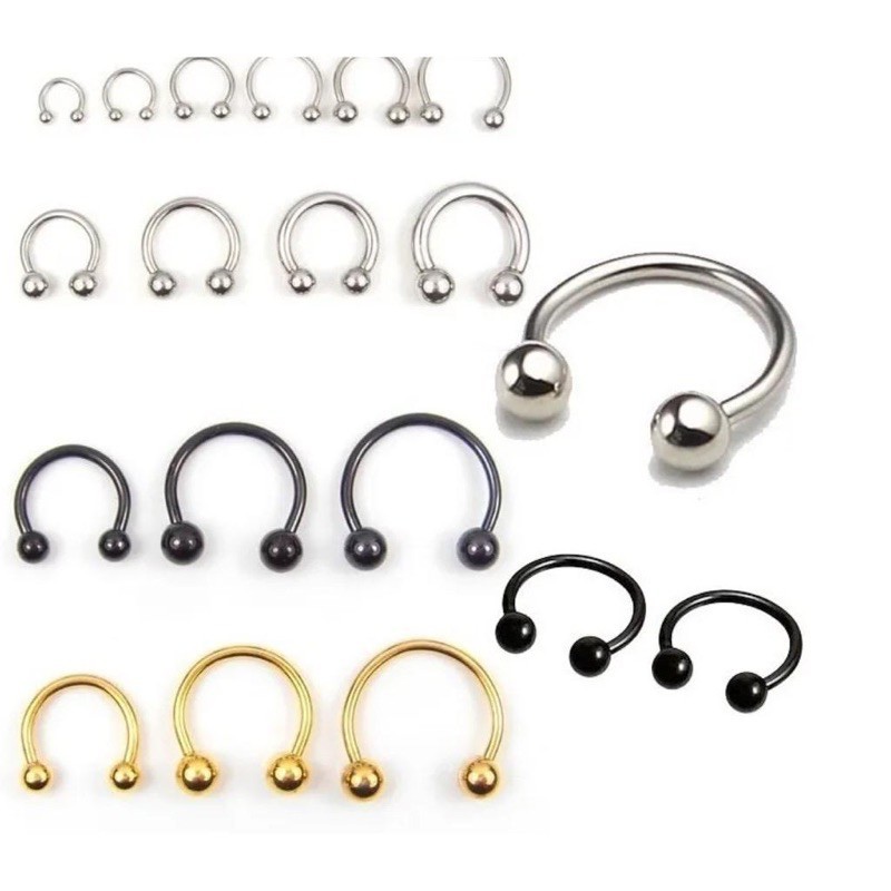 Kit 3 unidades 3 tamanhos 6mm,8mm,10mm Piercing Smale Ferradura Fashion Top Unissex Masculino feminino