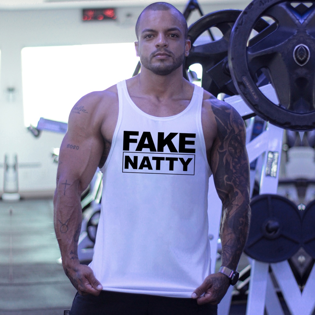 Regata Cavada Masculina em Dry Fit Estampa Fake Natty - Bombey