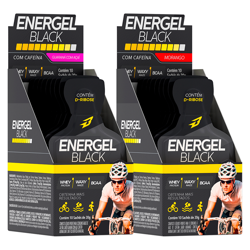 Kit 2x Caixas Energel Black - Gel de Carboidratos Total 20 Sachês - Bodyaction