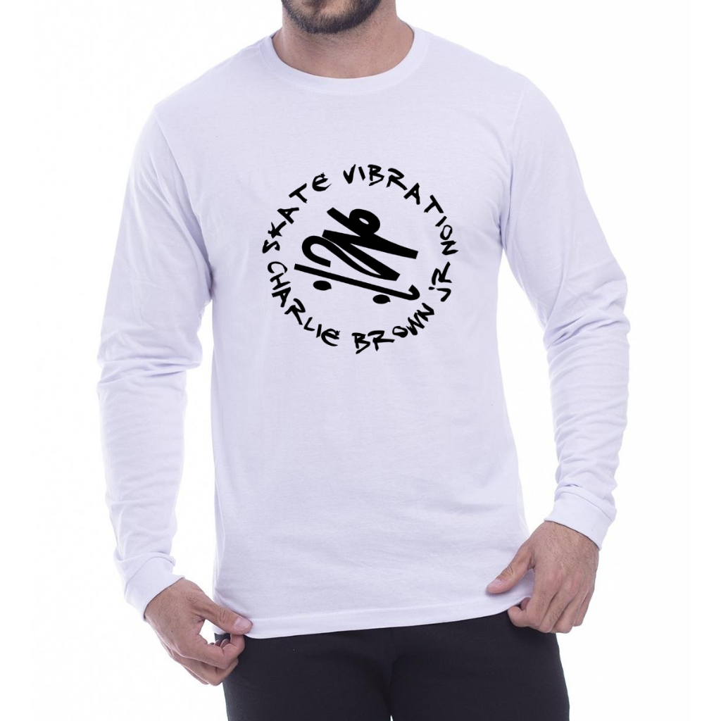 Camiseta Maga Longa 100% Algodão Charlie Brown Jr Homenagem Skate Blusa Unissex