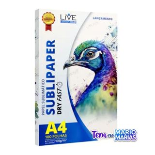 Papel para Sublimação LIVE A4 Dry Fast (Secagem Rápida) 100g - 100 Folhas
