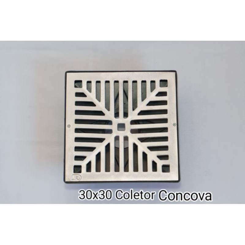 Ralo linear 30x30 concova com caixa coletora saída 100mm marca JR Grelhas