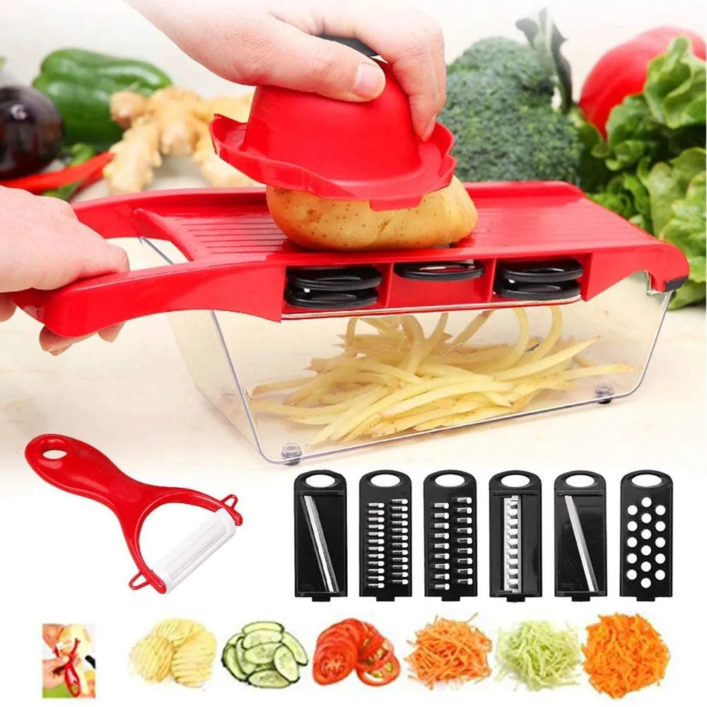 Mandoline Profissional Cozinha Aço Inox 10 in 1 Cortador Ralador De Legumes Verduras Frutas Alimentos