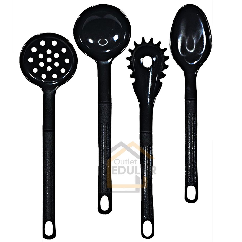 Kit Utensílios Para Cozinha De Nylon Antiaderente Concha Escumadeira Pegador De Massa Colher De Arroz Nylon 4 peças