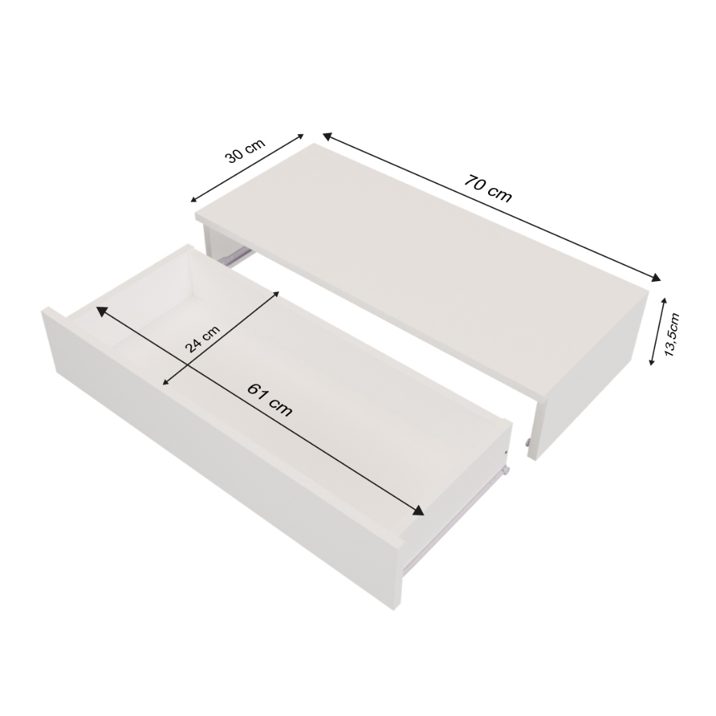 Gaveta Suspensa 70CM Penteadeira Aparador Camarim Corrediças Metalicas — imagem 2 de 2