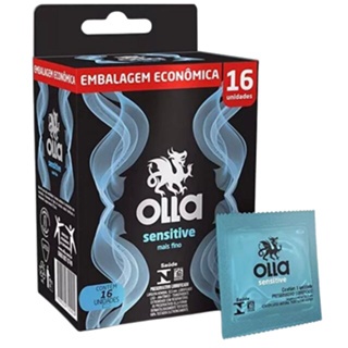 Preservativo Olla Sensitive Mais Fino 16 Camisinhas embalagem econômica oferece maior sensibilidade em Oferta na Shopee
