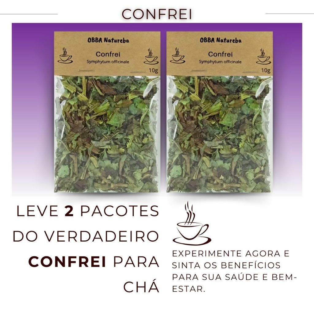 Kit 2 Chá de Confrei-Erva Pura de Alta Qualidade