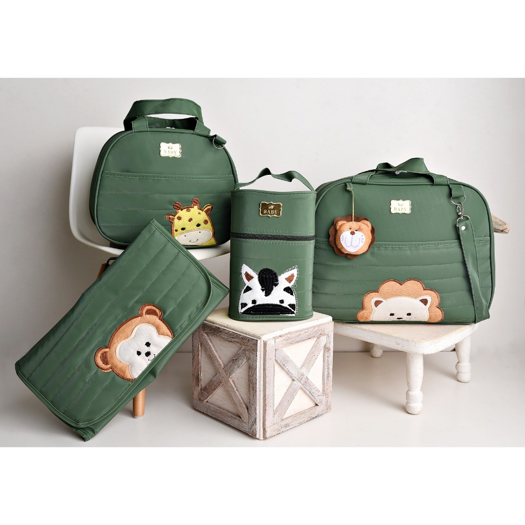 Kit Bolsas de Bebê Maternidade Bichinhos Safari