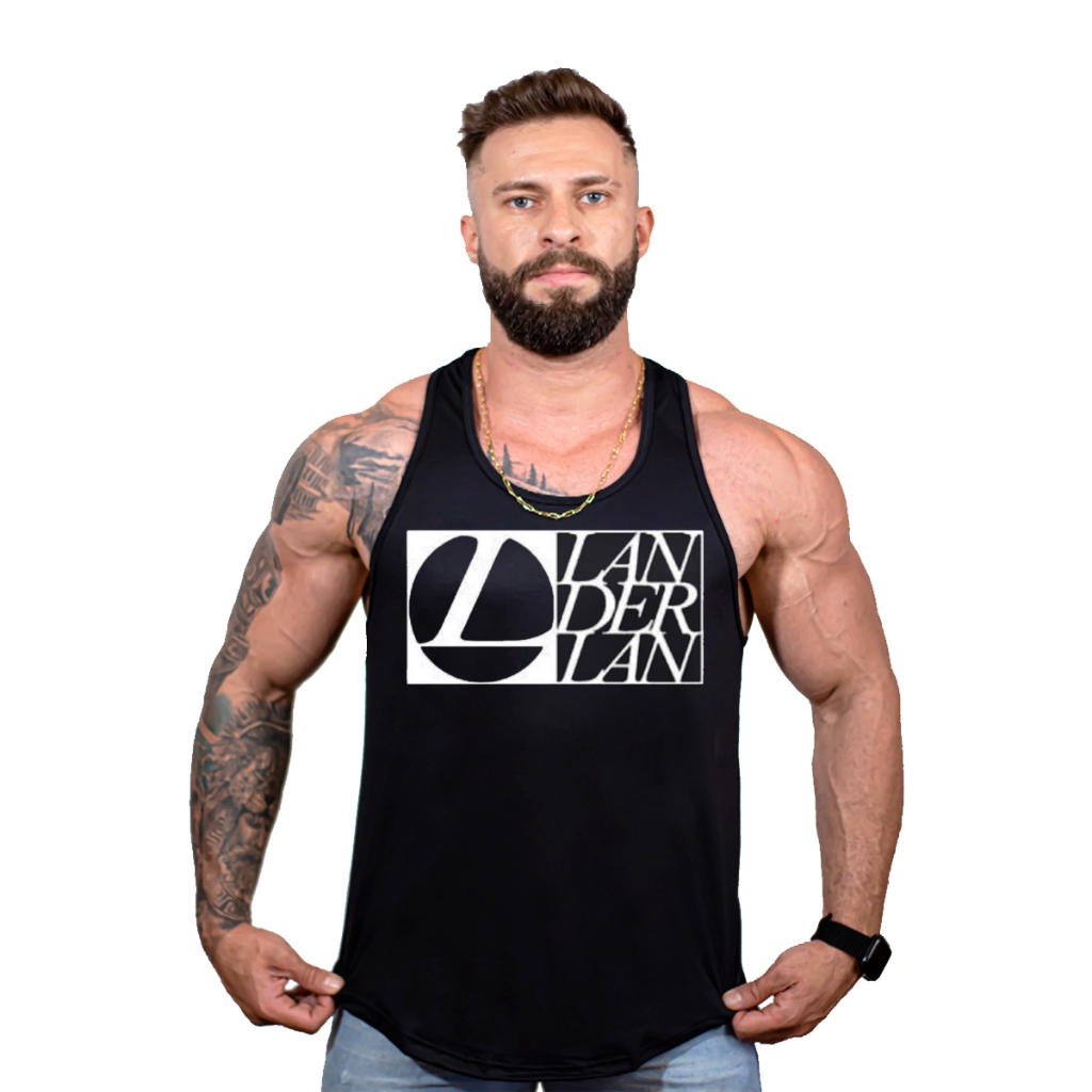 Camiseta Regata Long Line Lander Academia Suplemento Treino
