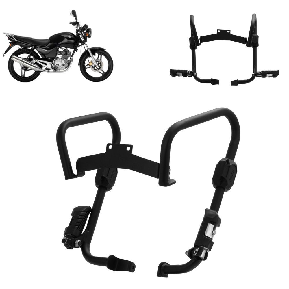 Protetor De Motor E Carenagem Pro Tork Armor Com Pedaleira Retrátil Para Moto Ybr 125 2008