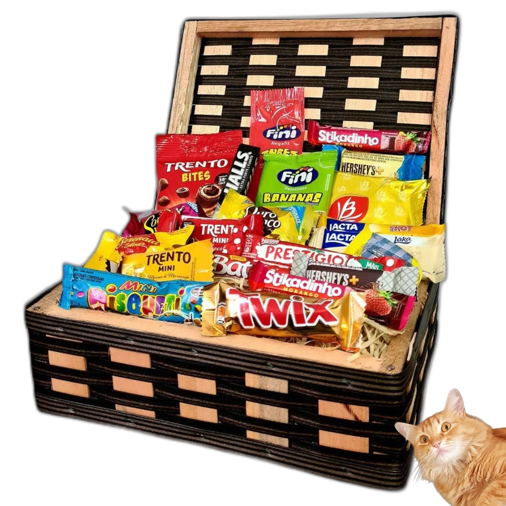 Cesta Bau De Chocolate Completa Presente Aniversario em Oferta na Shopee