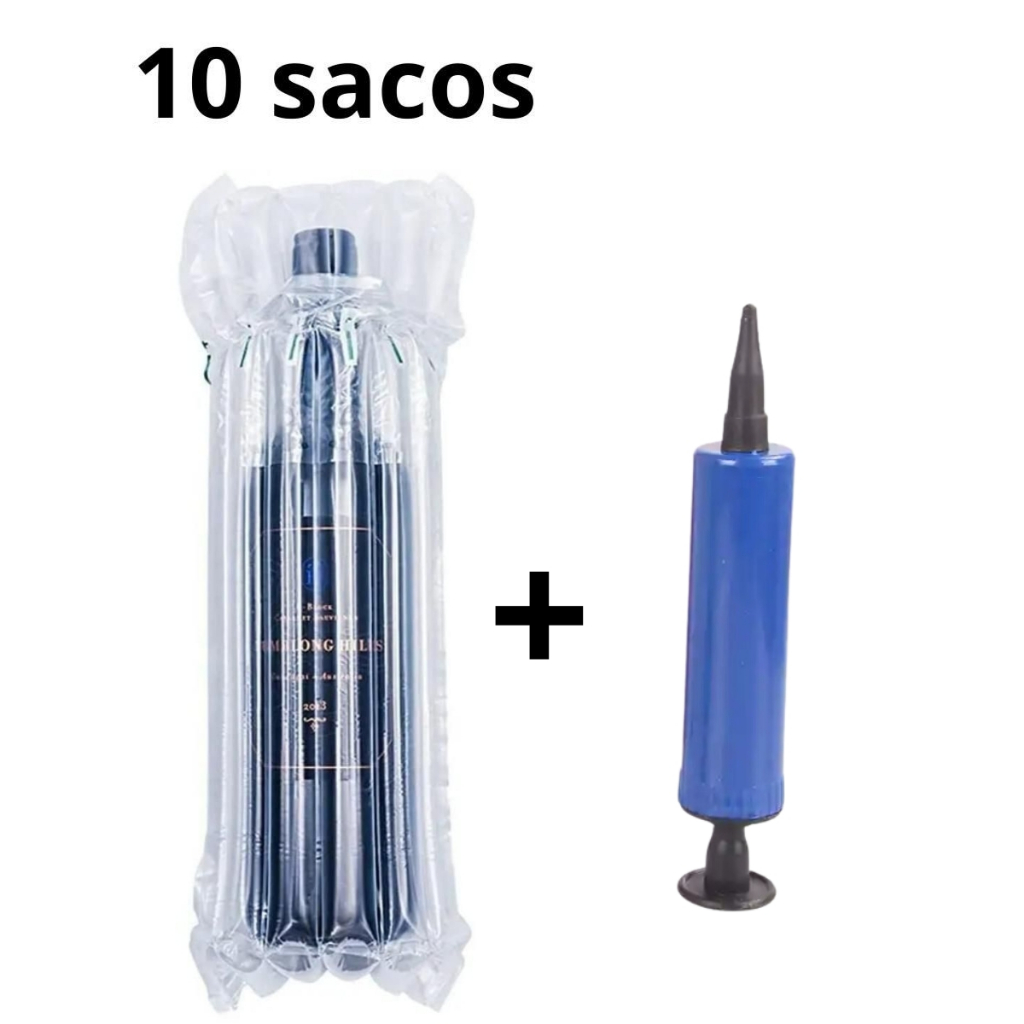Kit bomba e 10 Saco Inflávei Air Bag Wine Bag Proteção Garrafa Vinho e bebidas Transporte Seguro 721 em Oferta na Shopee