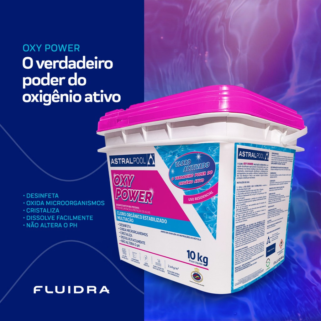 Balde De Cloro Oxy Power 10 kilos Multiação 5 em 1 Orgânico Atralpool Limpeza Manutenção Piscinas