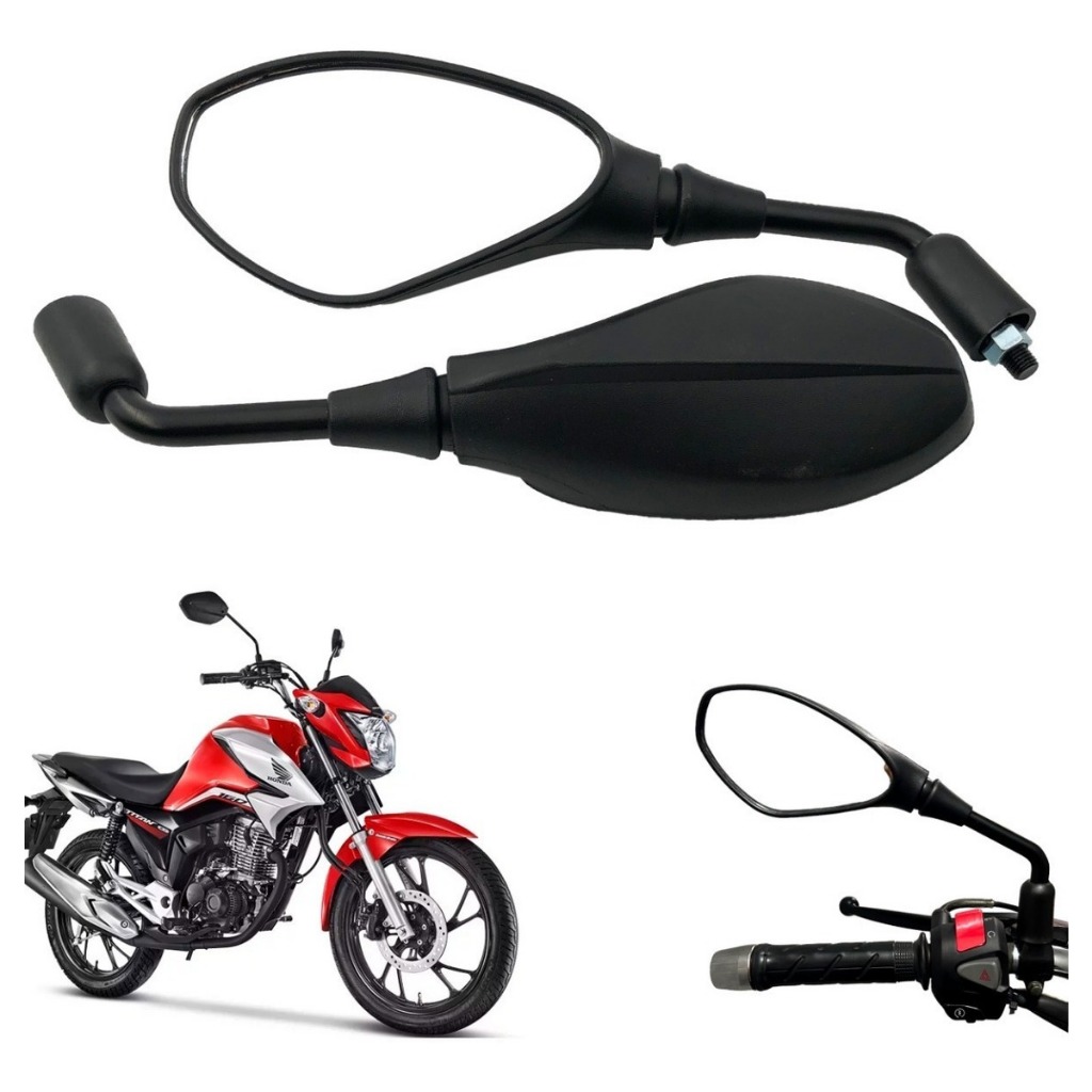 Par Retrovisor GS F800 Bmw Fixo Rosca Yamaha YBR/CROSSER/FAZER/FACTOR/XT600/XJ6