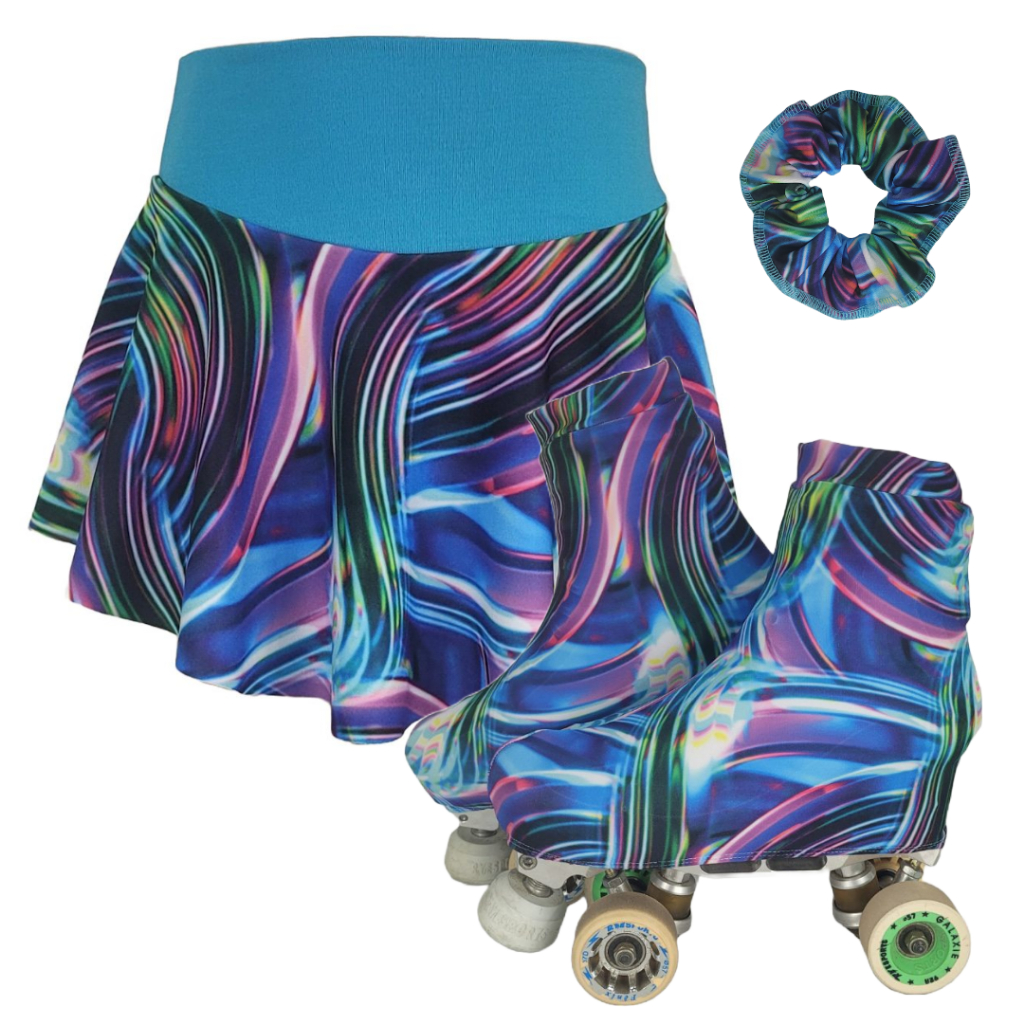 Conjunto Saiote De Patinação E Capa Para Patins Abstrata 4