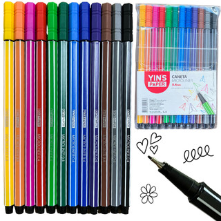 Kit 12 Canetas Ponta Fina Canetinha Colorida Profissional Material Escolar  Escritório colorido lindo