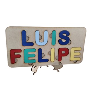 Jogo Infantil Quebra Cabeça De Mdf NOME COMPOSTO Personalizado com suporte