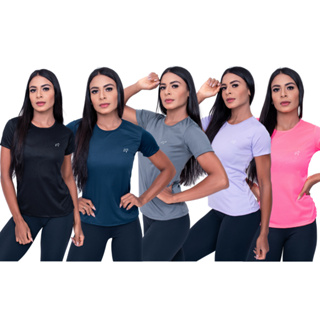 Kit 5 Camiseta Feminina Dry Fit Academia Treino Corrida Esportes Parvori em Oferta na Shopee