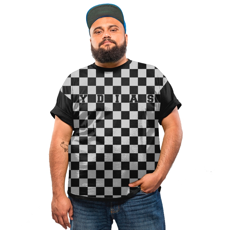 Camiseta Plus Size Quadriculada Xadrez White G1 A G8