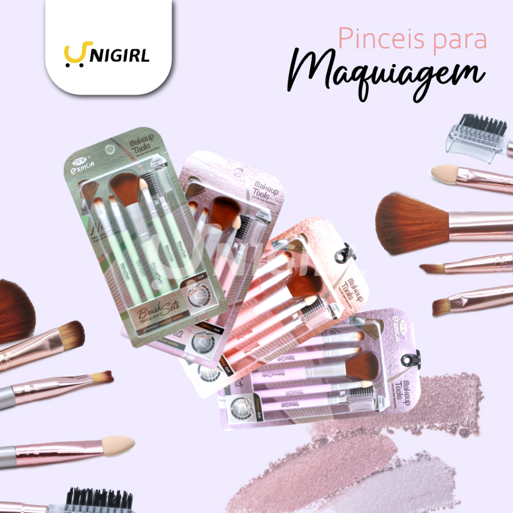 Kit 5 Pínceis De Maquiagem Beauty Brush Para Sombra  4-d / Cílios / Sobrancelha Maquiagem Beauty Brush Set Cabos Rígidos E Cerdas Macias