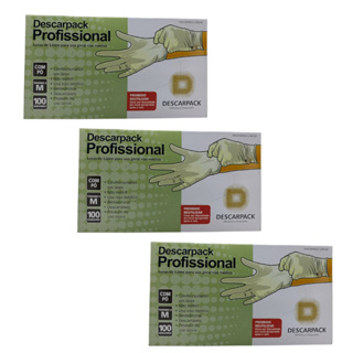 Kit 3 Caixas de Luvas de Latéx Com Pó Descartável Profissional Tamanho PP, P, M e G em Oferta na Shopee