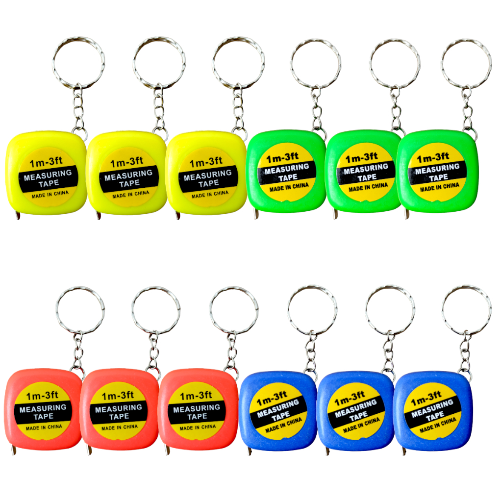 Kit 12 Chaveiros Coloridos Mini Trena Funcional 1 Metro Comprimento